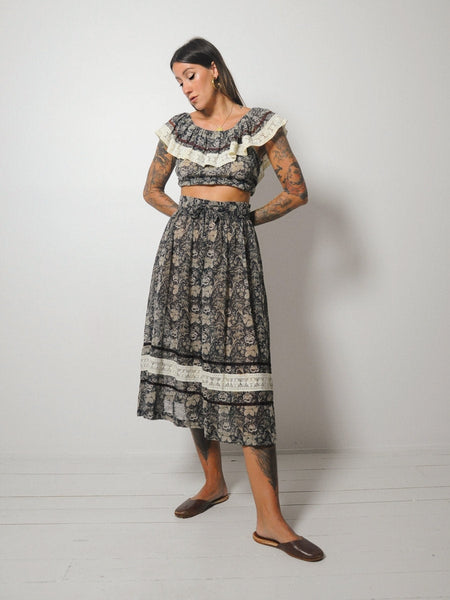 70's Floral 2 Piece Skirt Set
