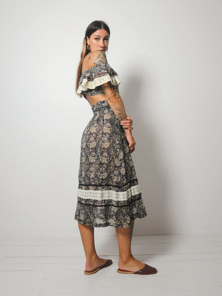 70's Floral 2 Piece Skirt Set