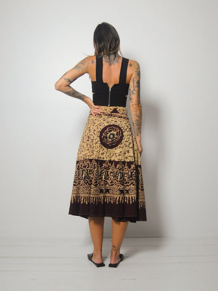 70's India Cotton Batik Wrap Skirt