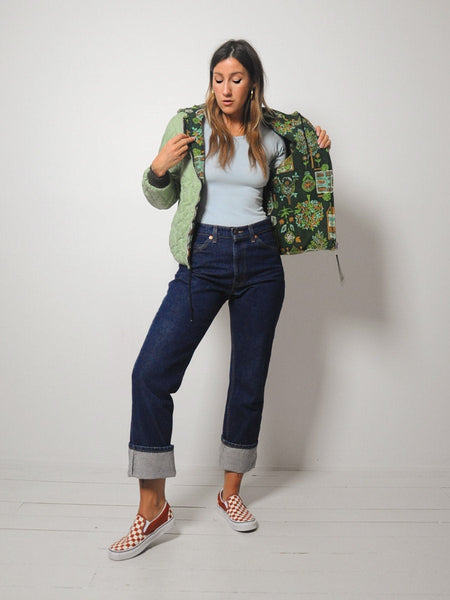 70's Folk Print Quilted Bomber