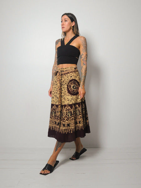 70's India Cotton Batik Wrap Skirt