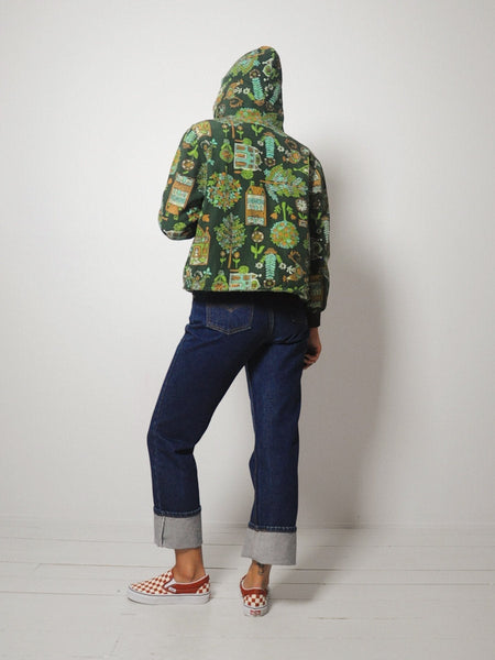 70's Folk Print Quilted Bomber