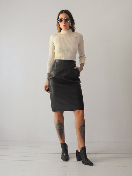 Black Leather Pencil skirt
