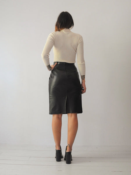 Black Leather Pencil skirt