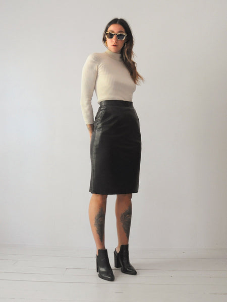Black Leather Pencil skirt