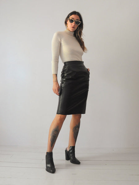 Black Leather Pencil skirt