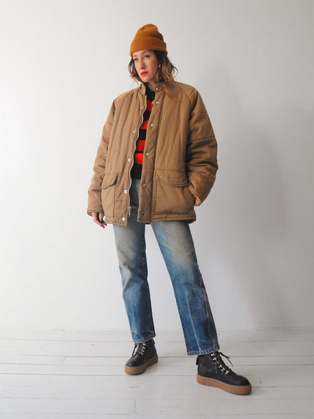 70's Camel Quilted Puffer Coat