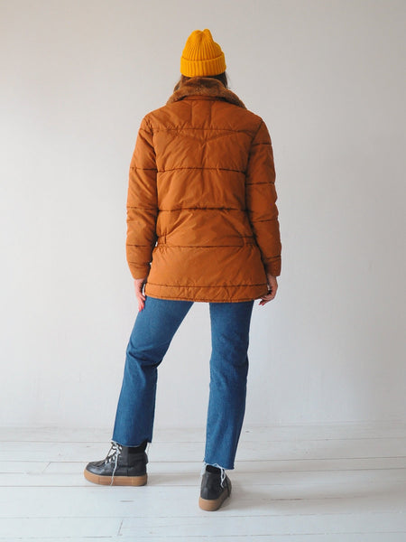 70's Camel Puffer Coat