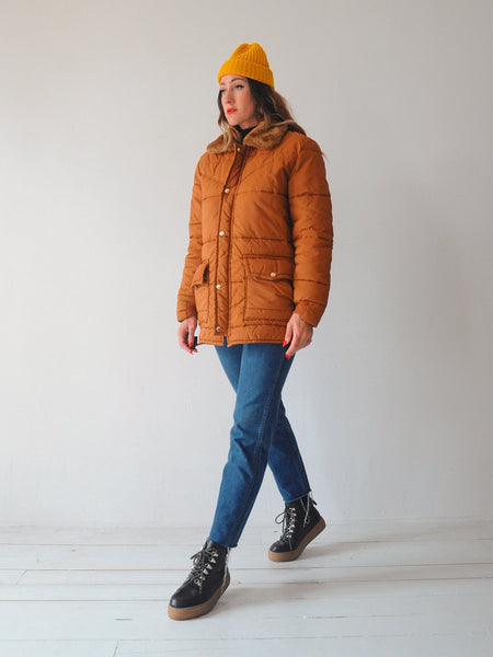 70's Camel Puffer Coat