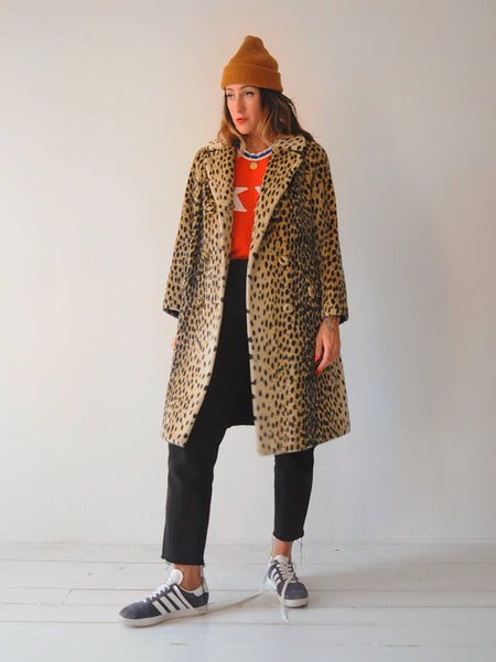 60's  Britt Leopard Faux Fur Coat
