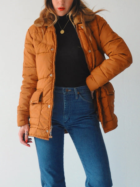 70's Camel Puffer Coat
