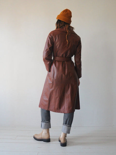 70's Brick Leather Trench