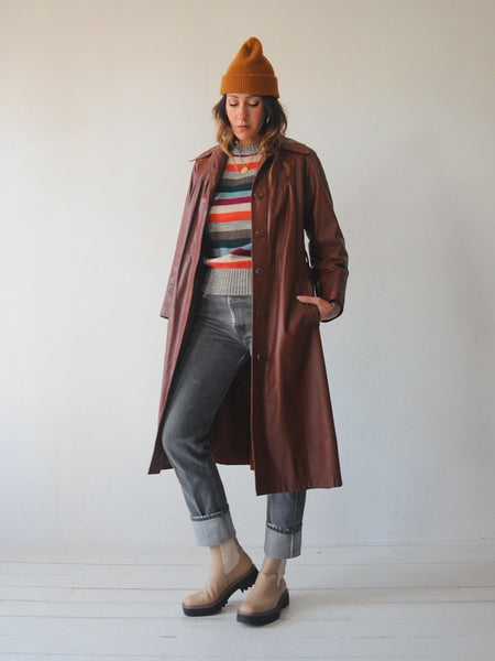 70's Brick Leather Trench