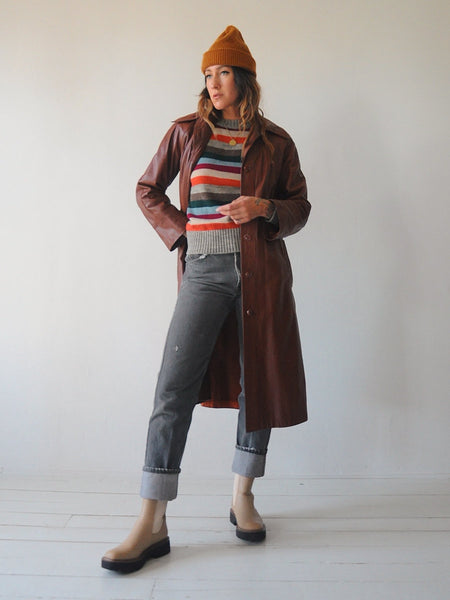 70's Brick Leather Trench