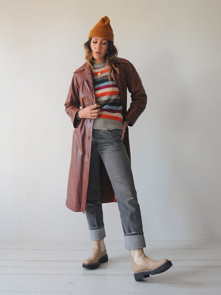 70's Brick Leather Trench