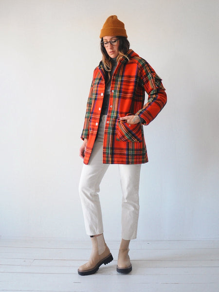 60's Saks Plaid Duffle Coat