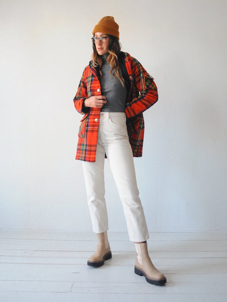 60's Saks Plaid Duffle Coat