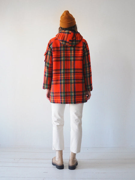60's Saks Plaid Duffle Coat