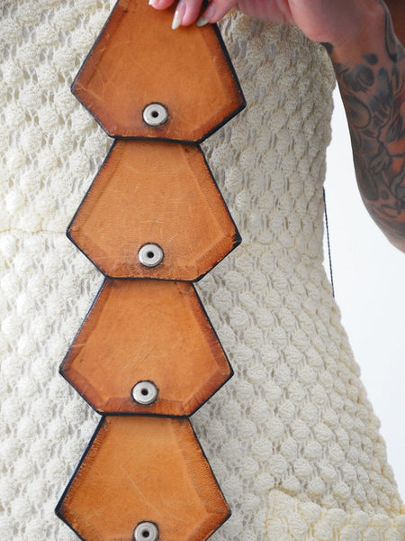 70's Snap Panel Leather Belt XS