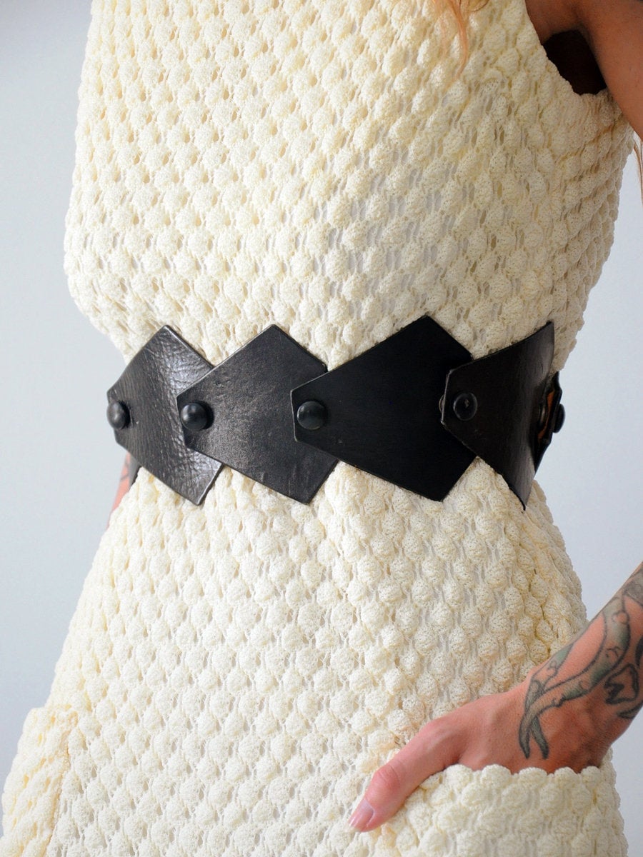 70's Snap Panel Leather Belt XS