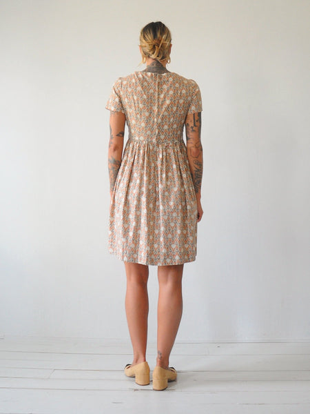 50's Bell & Floral Print Dress