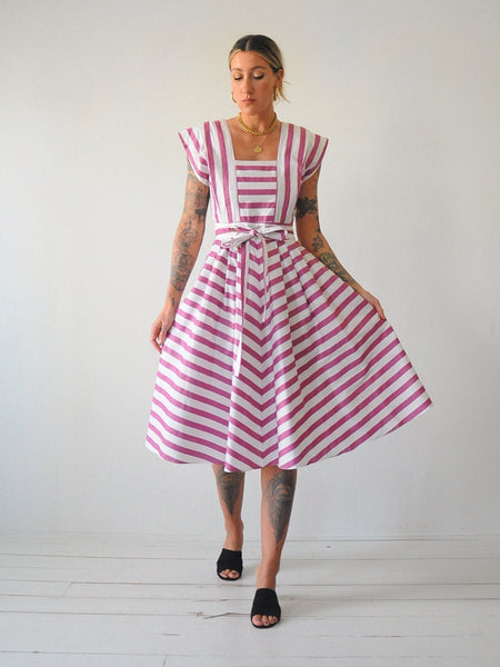 80's Plum Striped Sundress