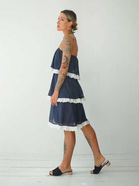 70's Polka dot Ruffle Sundress