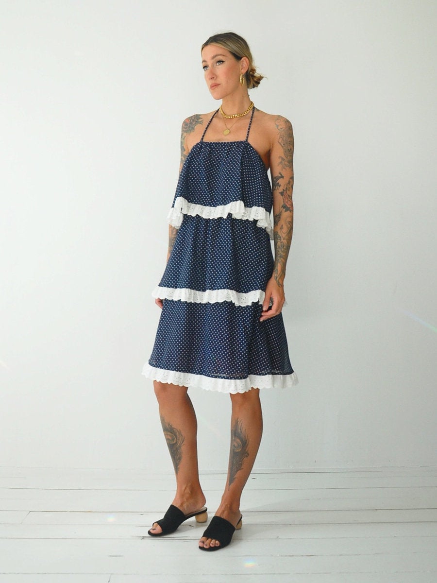 70's Polka dot Ruffle Sundress