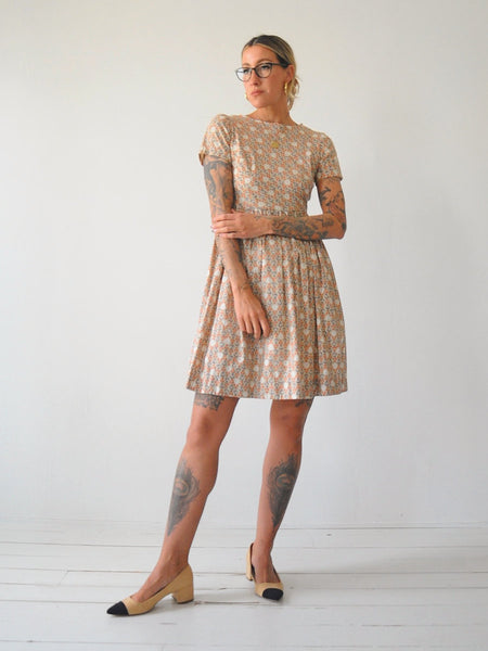 50's Bell & Floral Print Dress
