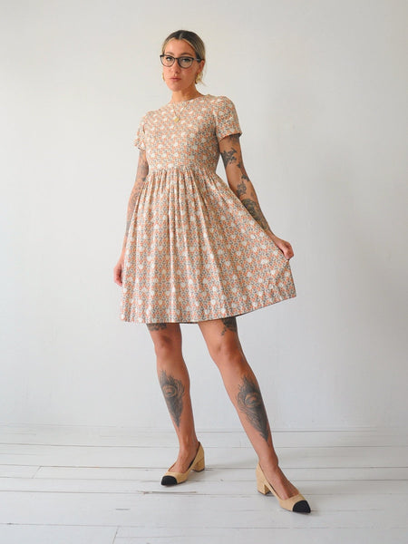 50's Bell & Floral Print Dress
