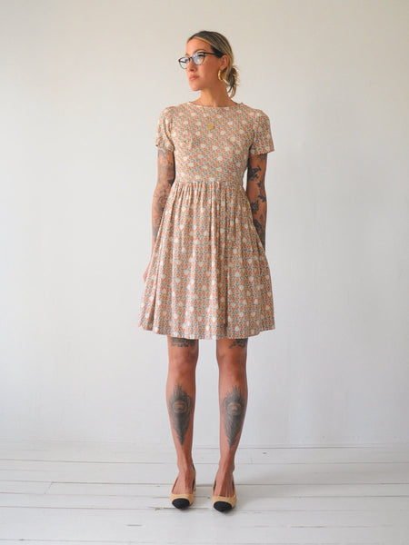 50's Bell & Floral Print Dress