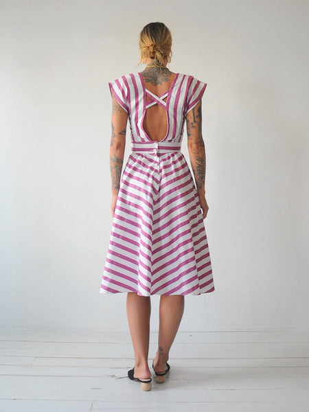 80's Plum Striped Sundress