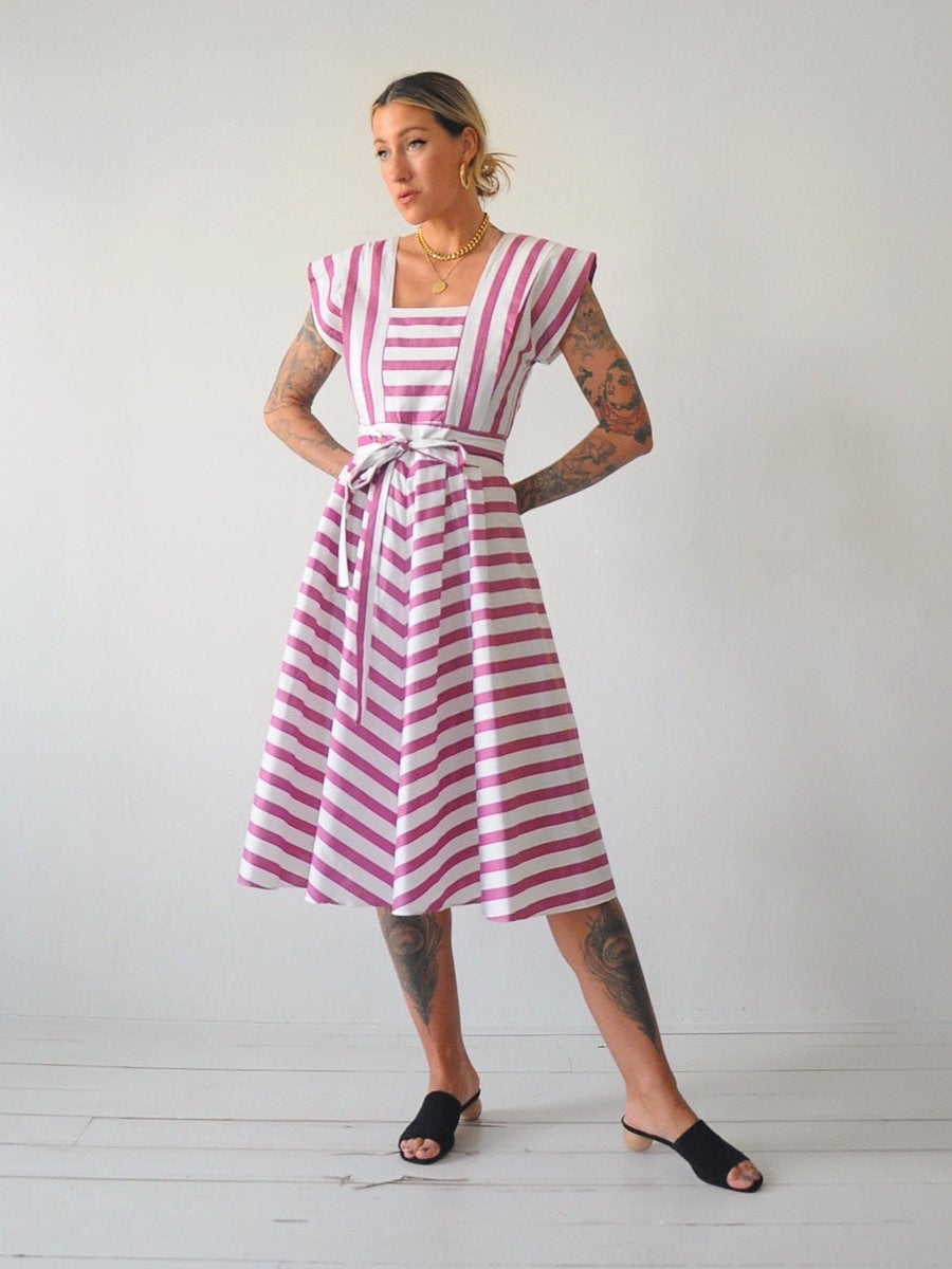 80's Plum Striped Sundress