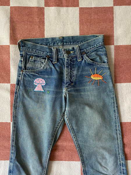 60's Rare Embroidered Lee Jeans 26x28