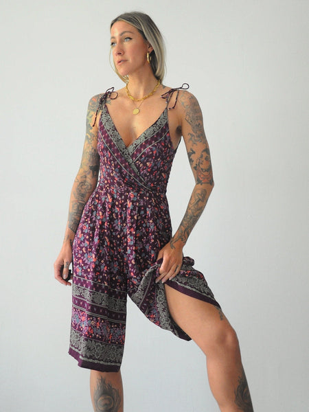 70's Wide Leg Floral Jumpsuit