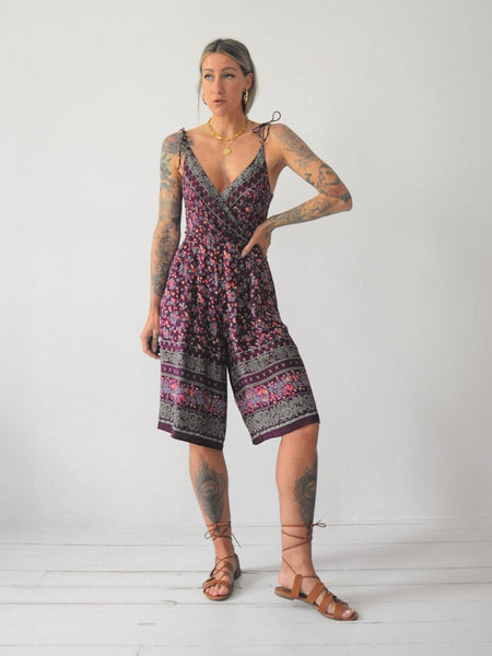 70's Wide Leg Floral Jumpsuit