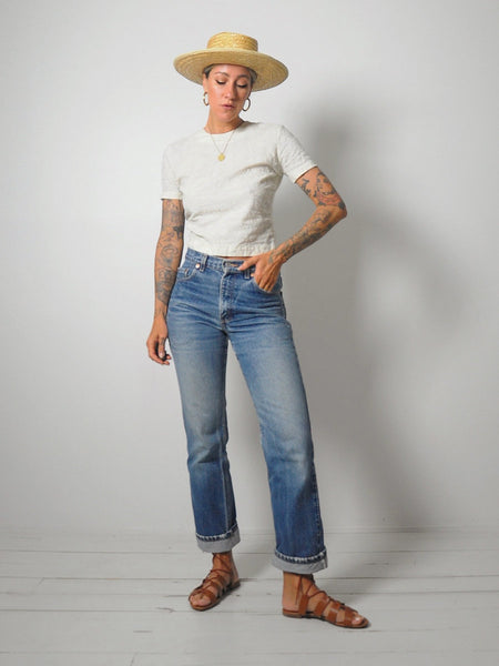 50's Embroidered Cropped Blouse
