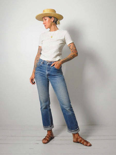 50's Embroidered Cropped Blouse