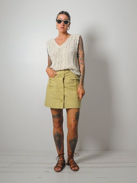 60's Khaki Mini Pocket Skirt