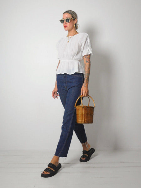 1970's Peplum Gauze Blouse