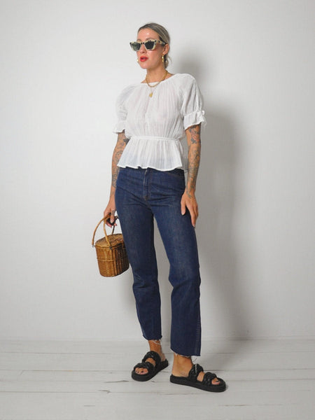 1970's Peplum Gauze Blouse