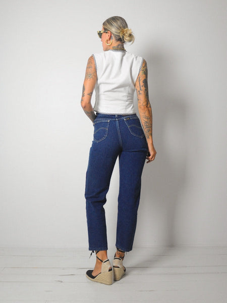 1950's Gingham Trim Crop Top