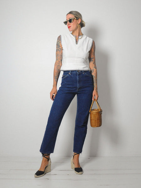 1950's Gingham Trim Crop Top
