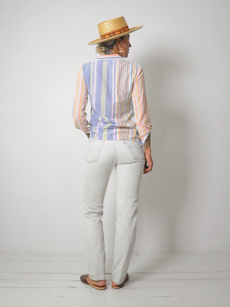 1970's Madras Stripe Cotton Blouse