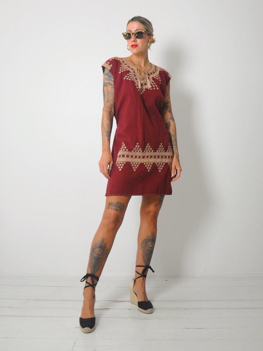 1970's Embroidered Tunic Dress