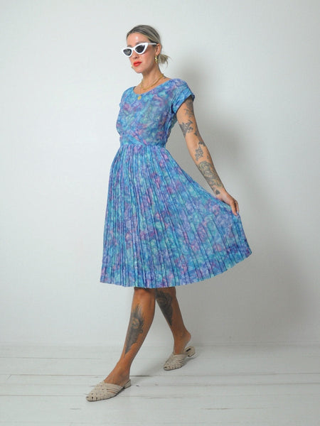 1950's Abstract Print Pleat Dress