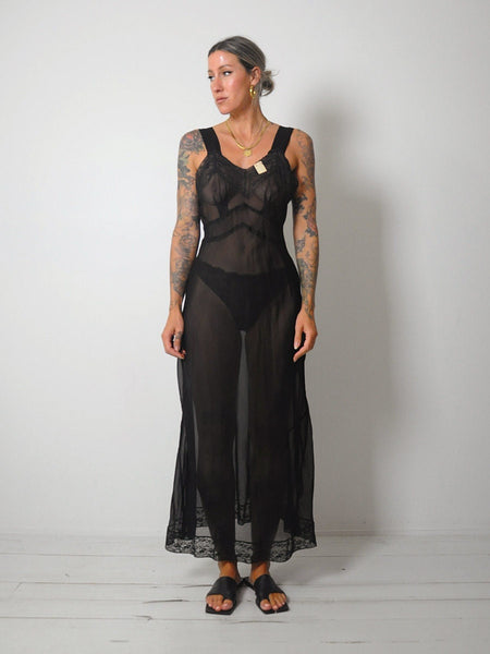 1950's Black Bias Slip Dress