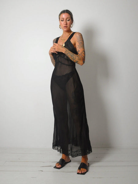1950's Black Bias Slip Dress