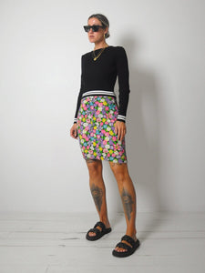 90's Bubble Knit Floral skirt