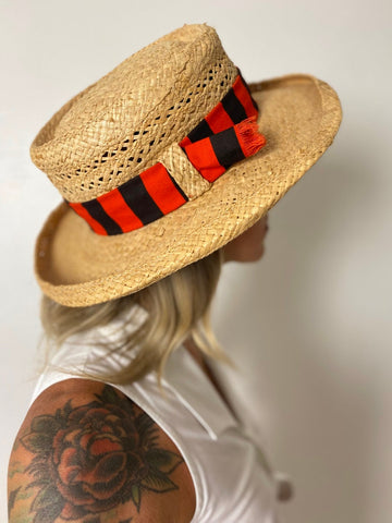 1970's Italian Straw Boater Hat